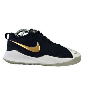 Nike Hustle Quick 2 Basketball Shoes Youth 7Y Black Gold White Sneakers Court BB